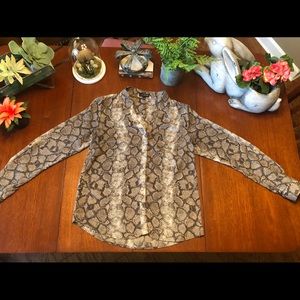 The Limited Snakeskin Print Sheer Button Down
